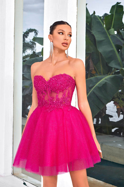 J'Adore Dresses J24080 - Strapless Embellished Cocktail Dress Special Occasion Dresses