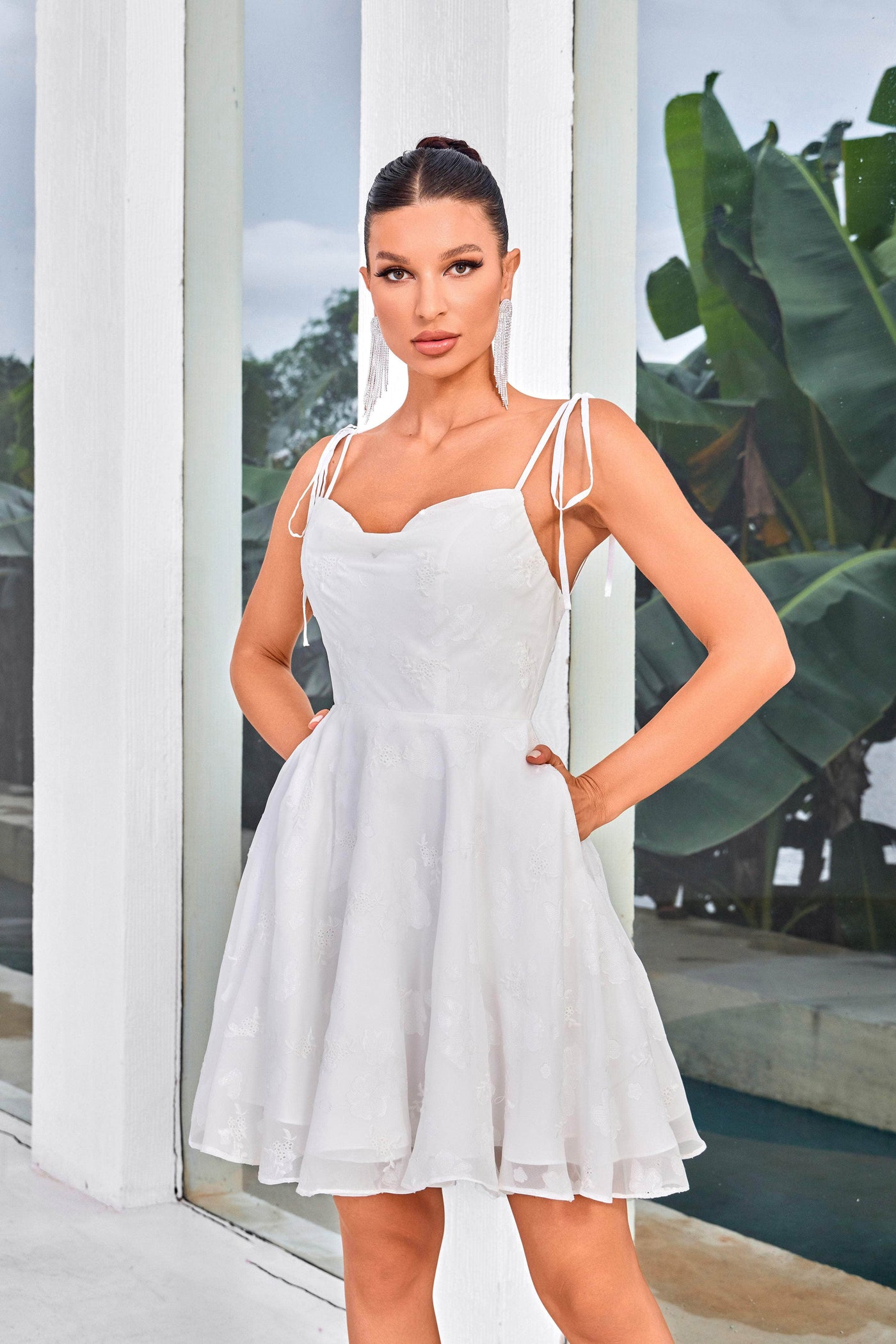 J'Adore Dresses J24081 - Floral Tie Straps Cocktail Dress Special Occasion Dresses