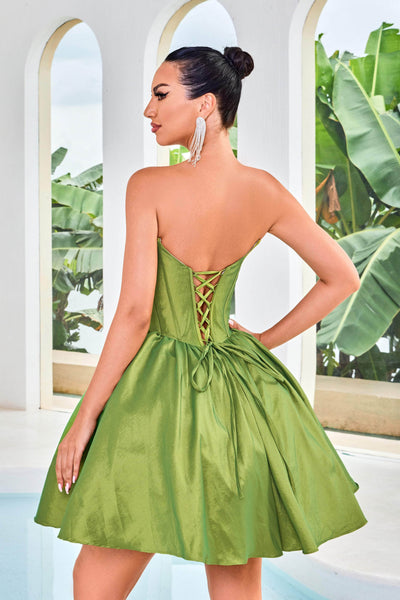 J'Adore Dresses J24085 - Strapless Taffeta Cocktail Dress Special Occasion Dresses