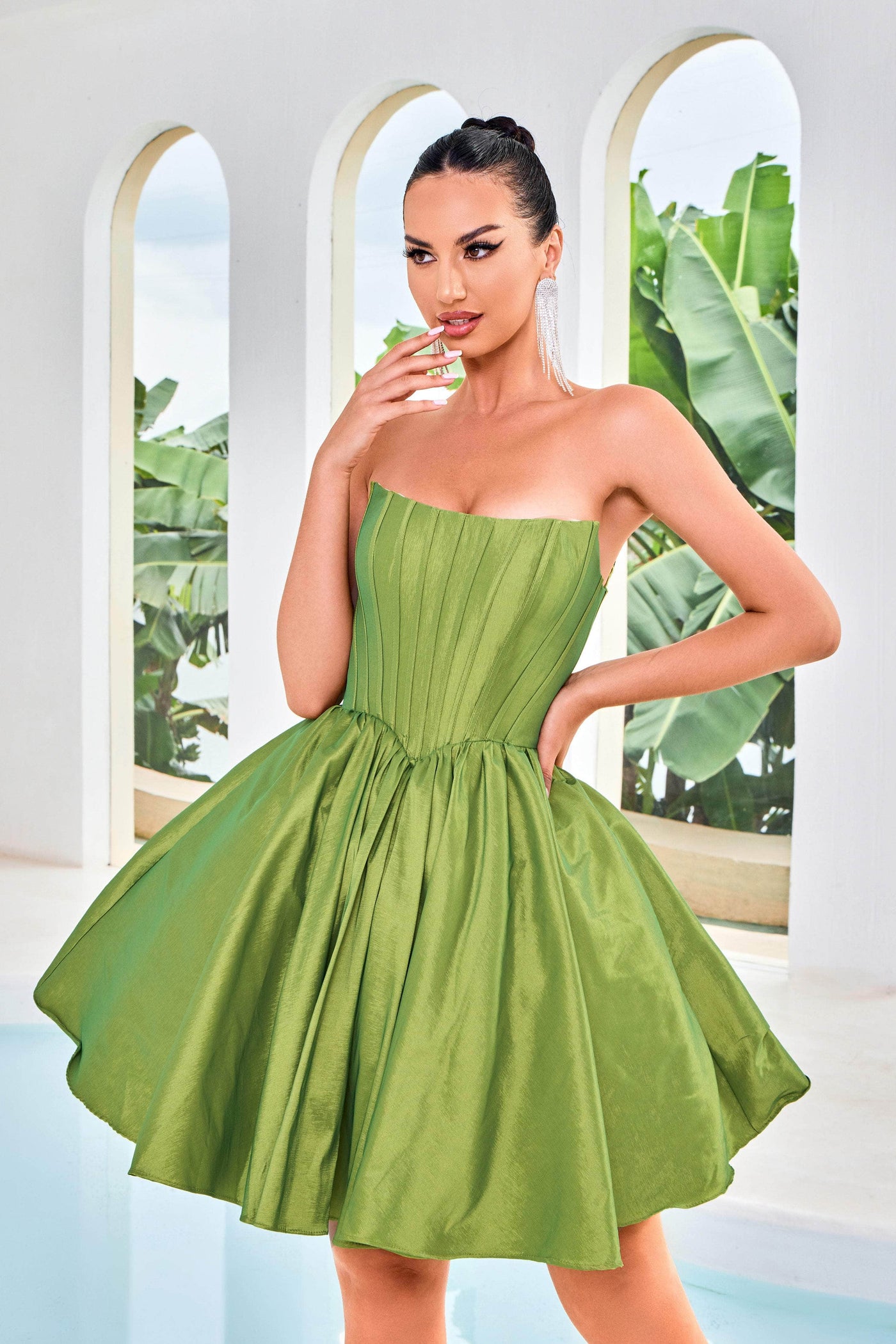 J'Adore Dresses J24085 - Strapless Taffeta Cocktail Dress Special Occasion Dresses