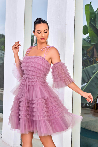 J'Adore Dresses J24087 - Tie Straps Ruffled Cocktail Dress Special Occasion Dresses