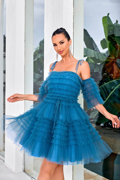 J'Adore Dresses J24087 - Tie Straps Ruffled Cocktail Dress Special Occasion Dresses