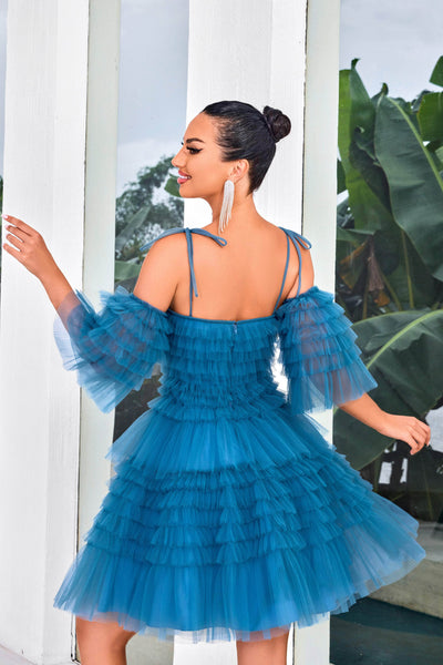 J'Adore Dresses J24087 - Tie Straps Ruffled Cocktail Dress Special Occasion Dresses