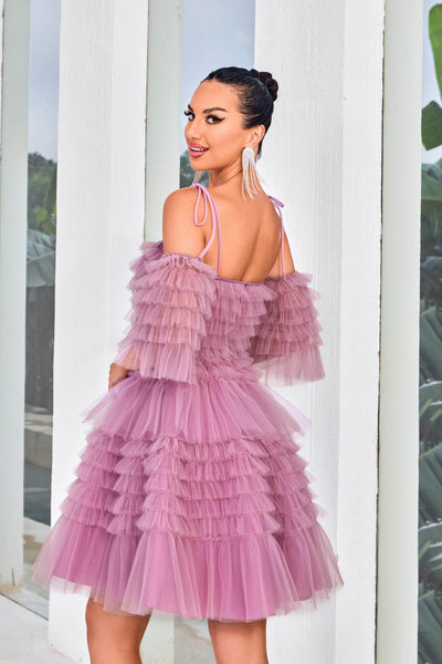 J'Adore Dresses J24087 - Tie Straps Ruffled Cocktail Dress Special Occasion Dresses
