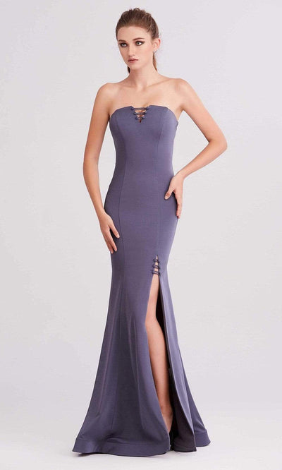 J'Adore - J15009 Strapless Straight Neck Mermaid Dress With Slit Evening Dresses 2 / Steel Blue