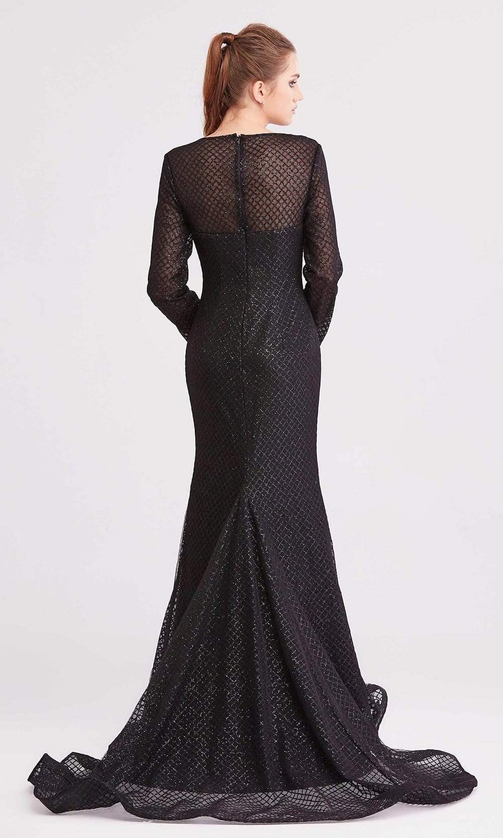 J'Adore - J15011 Glitter Tulle Long Sleeve Mermaid Dress Evening Dresses