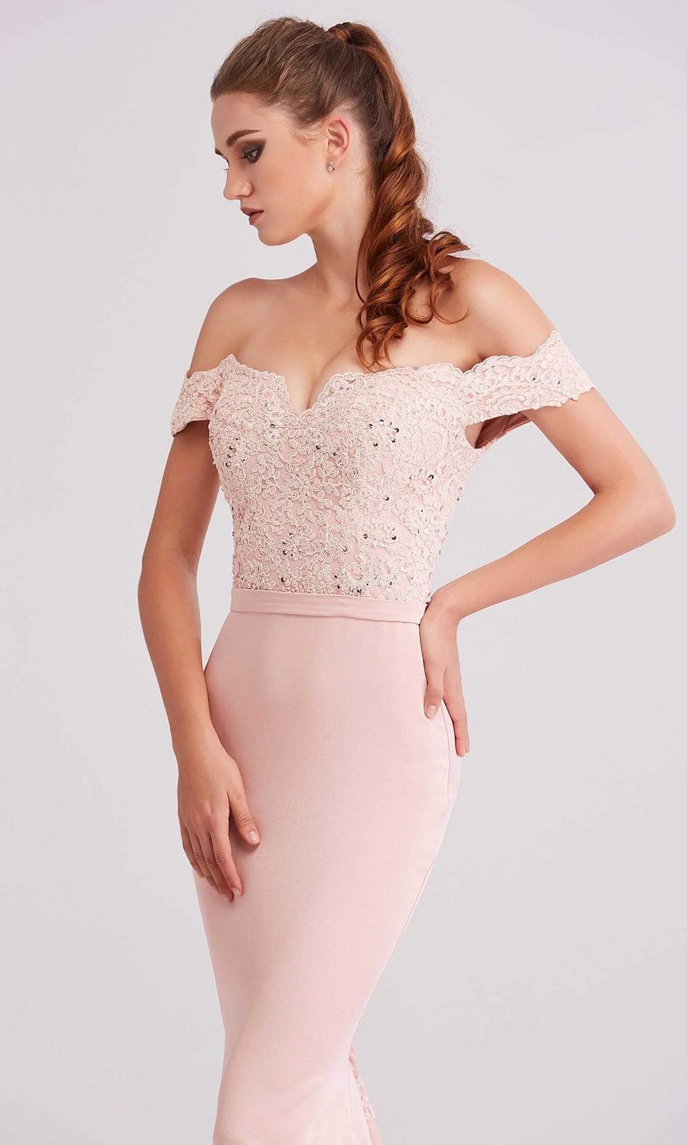 J'Adore - J15016 Off Shoulder Beaded Lace Bodice Mermaid Dress Special Occasion Dress