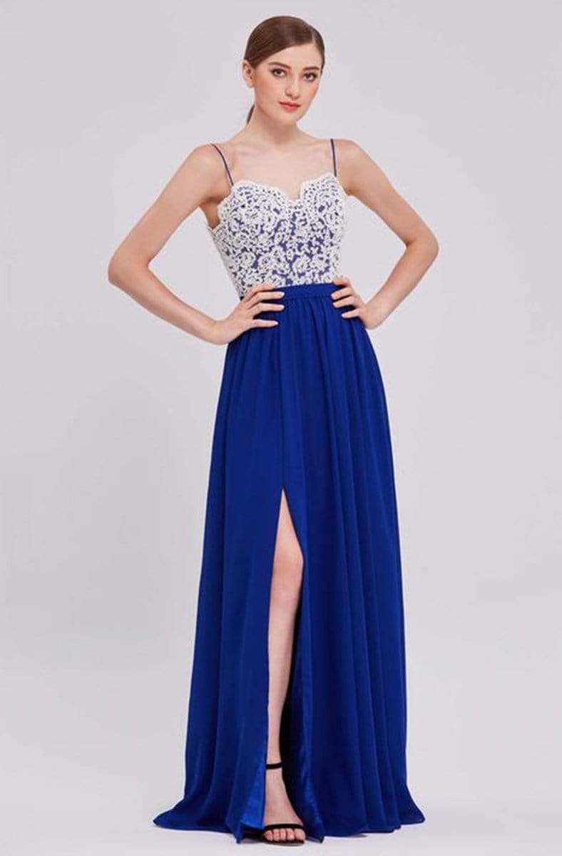 J'Adore - J16017 Laced Chiffon A-line Long Dress Prom Dresses