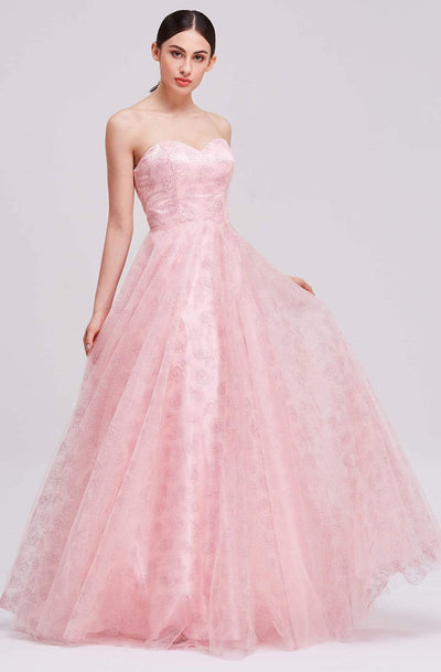 J'Adore - J16032 Strapless Sweetheart Glitter Rosette Gown Prom Dresses 2 / Pink