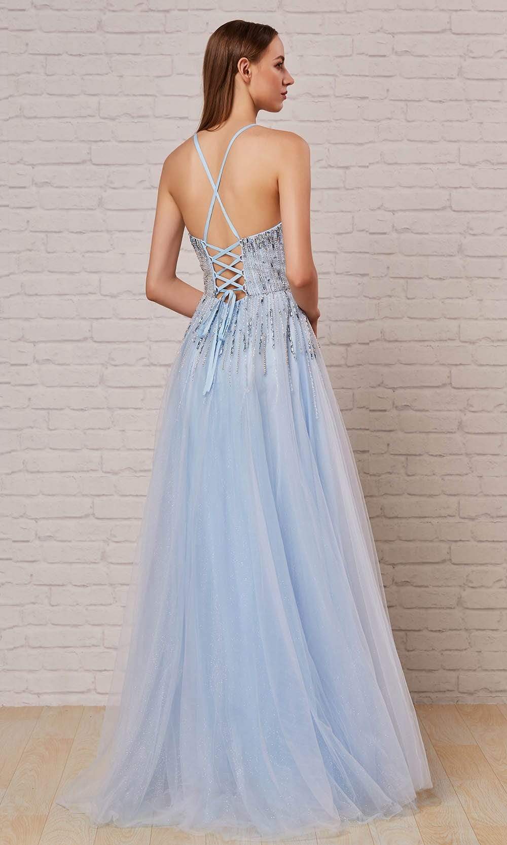 J'Adore - J18035 Beaded Halter Bodice A-Line Gown Special Occasion Dress