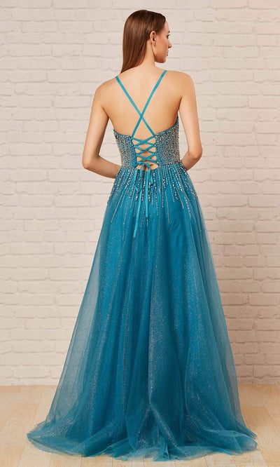 J'Adore - J18035 Beaded Halter Bodice A-Line Gown Special Occasion Dress