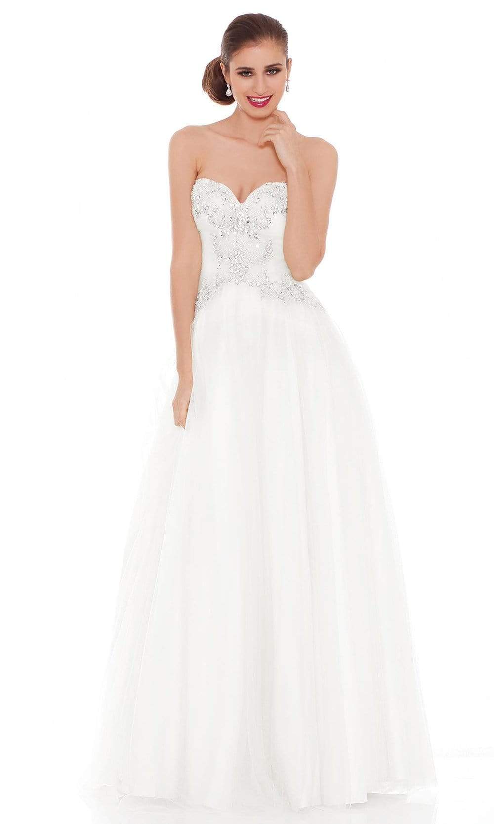 J'Adore - J6028W Beaded Sweetheart A-Line Dress Wedding Dresses 2 / Ivory