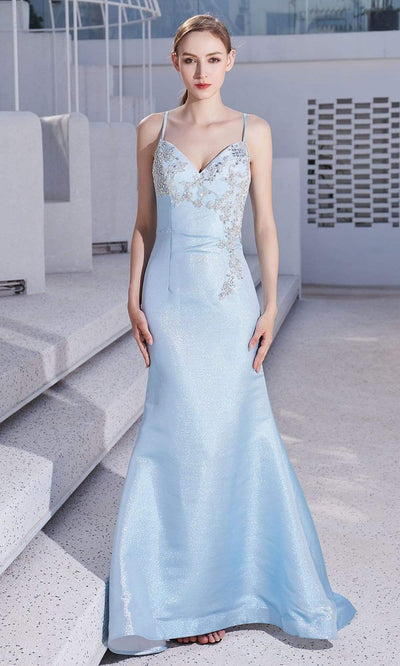 J'Adore - JM105 Beaded Fitted Bodice Glitter Net Mermaid Gown Special Occasion Dress