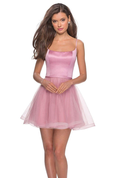 La Femme - 28156 Scoop Neck Tulle A-line Dress In Pink
