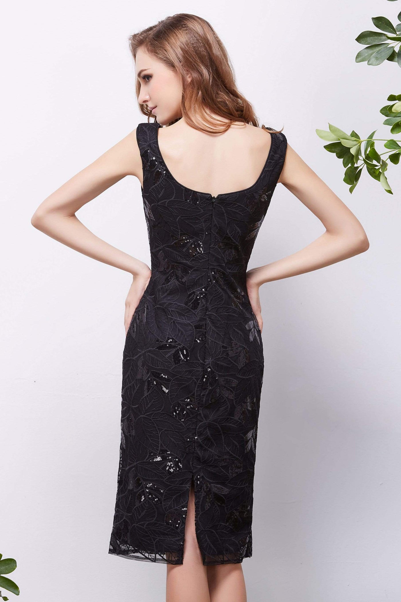 Jadore - J13085 Bedazzled V-neck Sheath Dress Special Occasion Dress