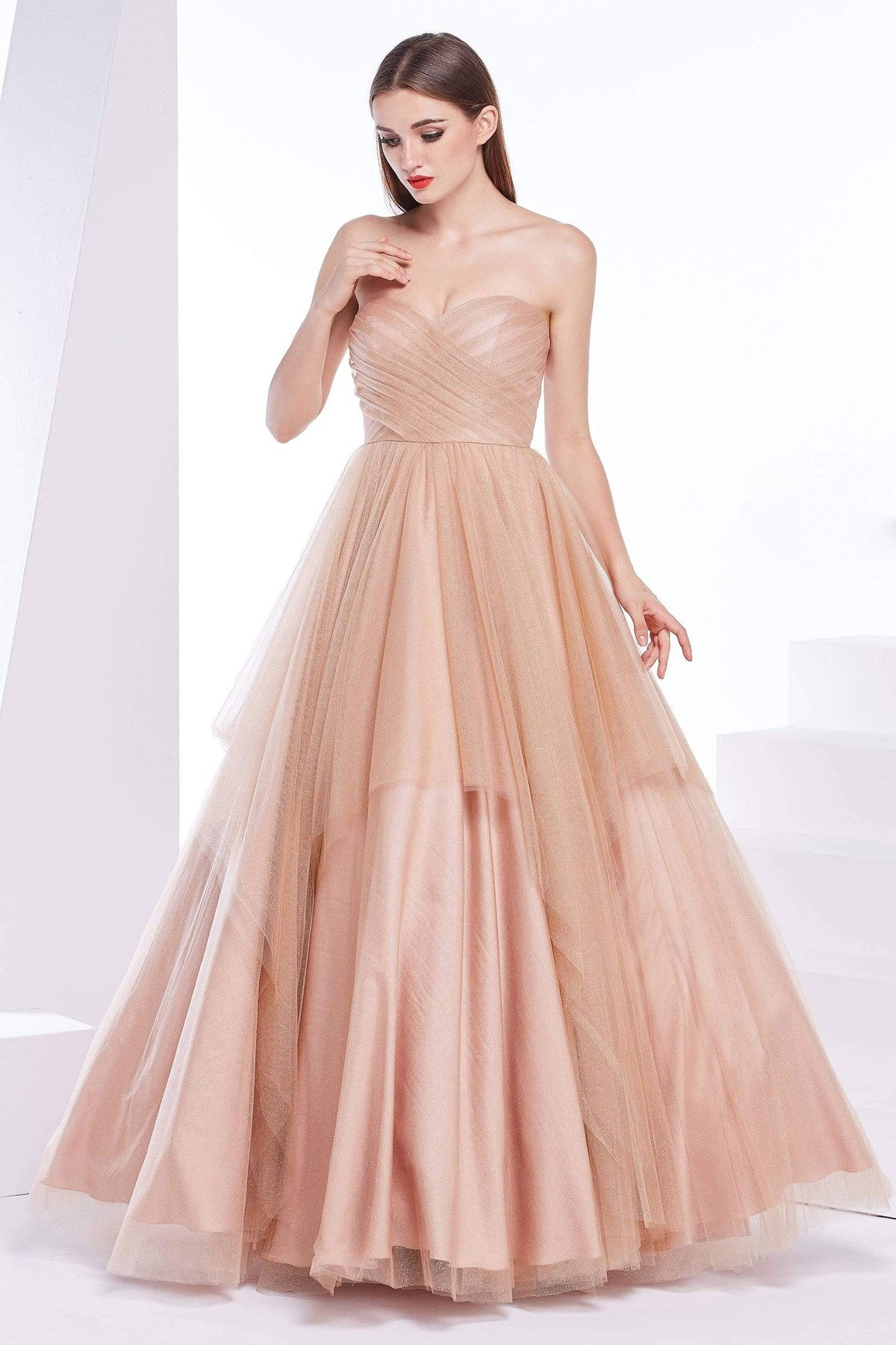 Jadore - J14016 Sparkle Tulle Sweetheart Ballgown Special Occasion Dress 2 / Blush