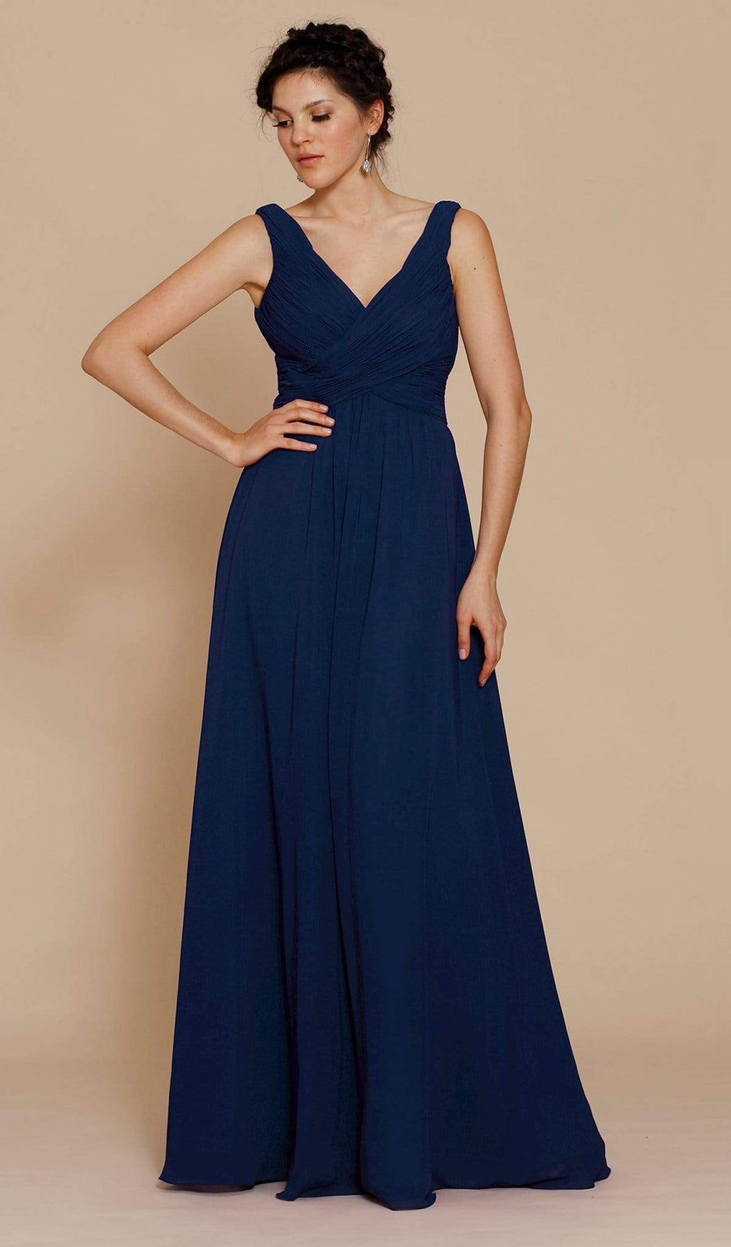 Jadore - J2047 Ruched V-neck Chiffon A-line Dress Special Occasion Dress