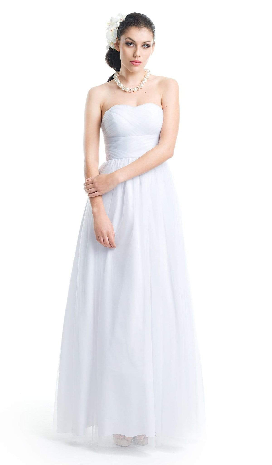 Jadore - J5081L Strapless Sweetheart Tulle A-line Dress Special Occasion Dress 2 / Ivory