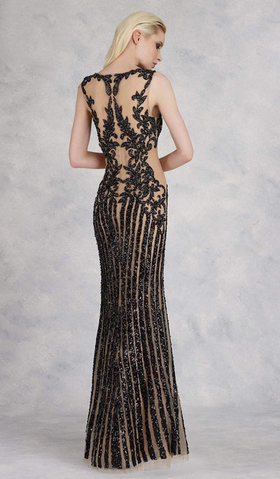 Janique - 17007 Sparkly Nude Illusion Evening Gown In Black Special Occasion Dress