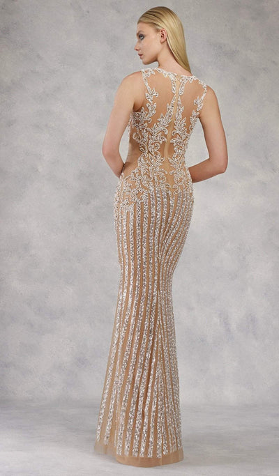 Janique - 17007 Sparkly Nude Illusion Evening Gown In Ivory Special Occasion Dress