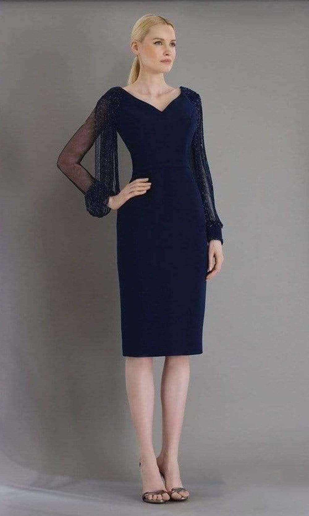 Janique - 1946 Beaded Long Sleeve Fitted Dress Mother of the Bride Dresses