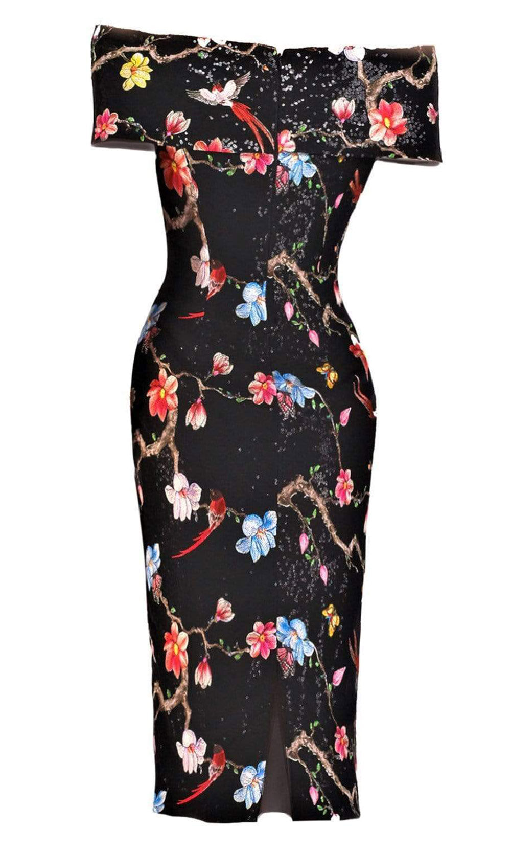 Janique - Embroidered Off-Shoulder Dress 2044SC In Floral
