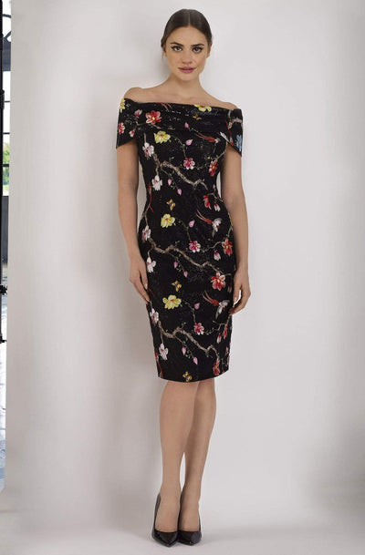 Janique - Embroidered Off-Shoulder Dress 2044SC In Floral