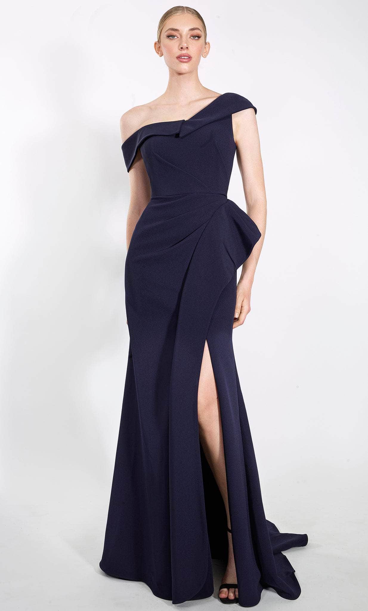 Janique 23014 - Cap Sleeve Mermaid Prom Gown Special Occasion Dress 2 / Navy
