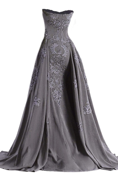 Janique - Embroidered Straight Neck A-line Gown W1691 Special Occasion Dress