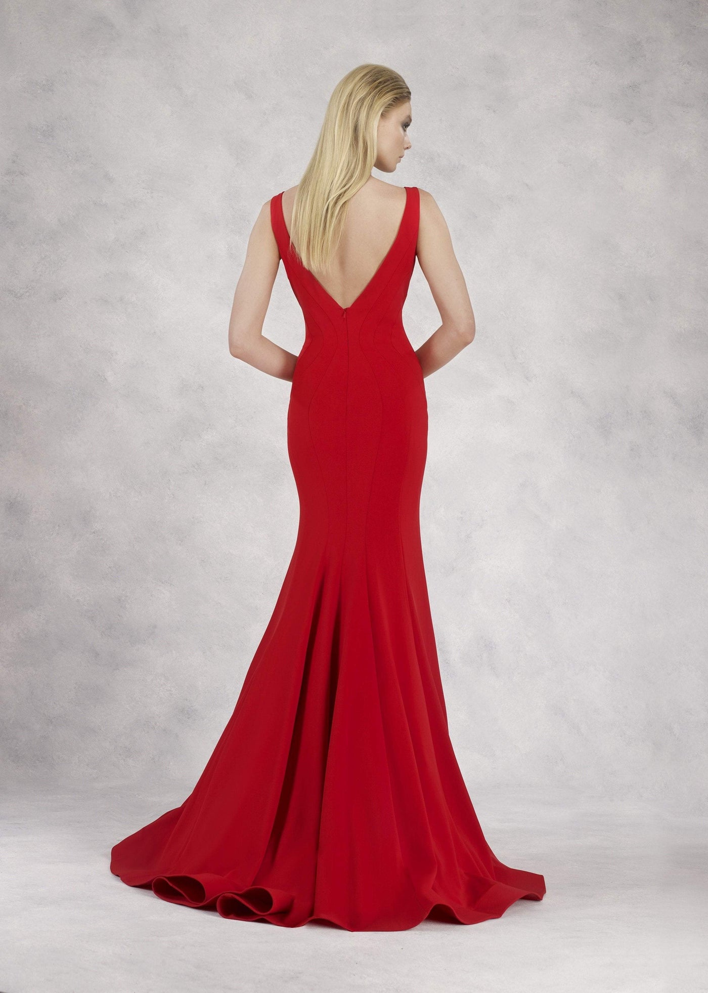 Janique - JQ1820 Sleeveless Vibrant Crepe Mermaid Gown in Red