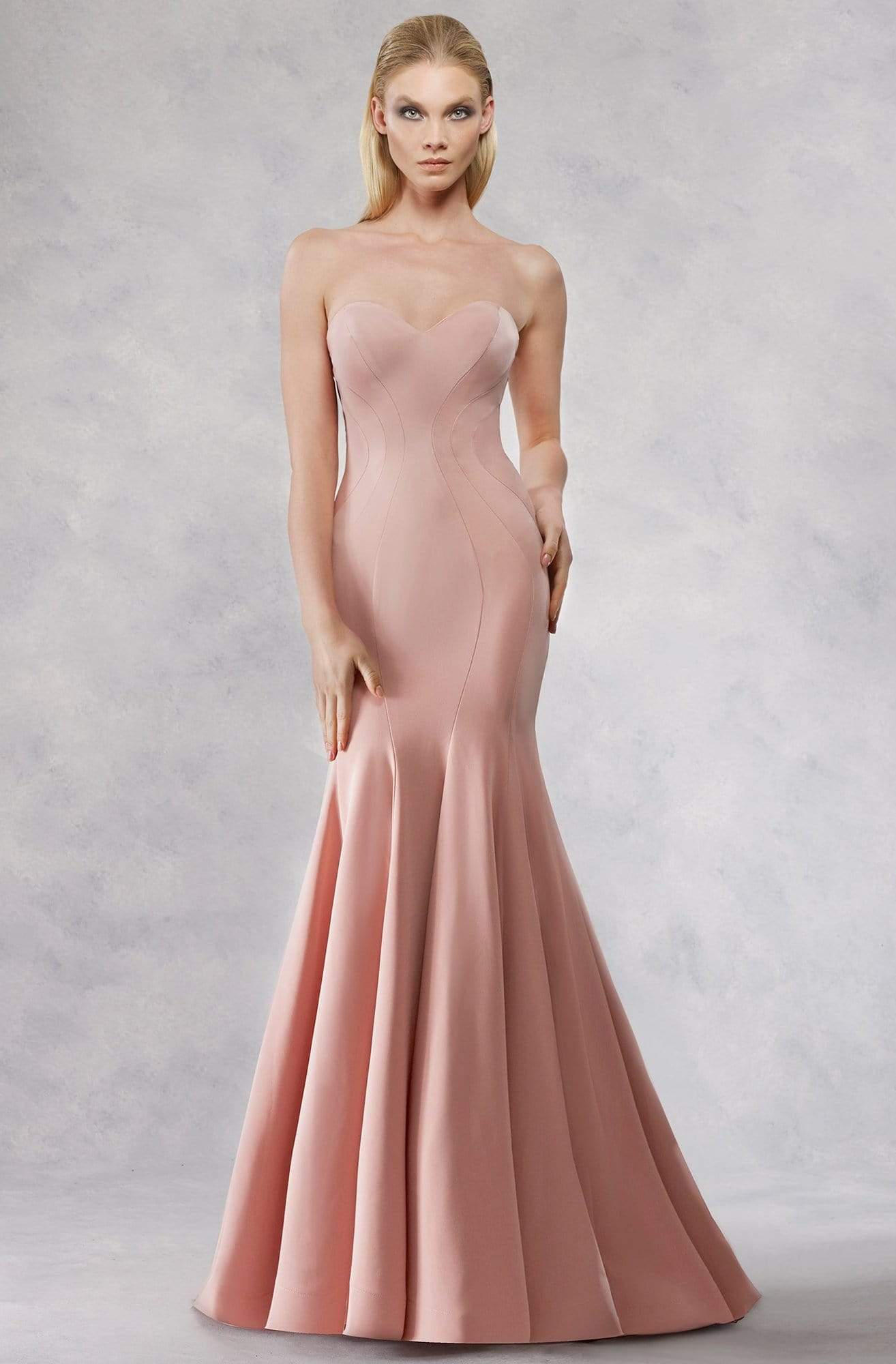 Janique - JQ1821 Classy Strapless Sweetheart Mermaid Gown Special Occasion Dress 0 / Blush