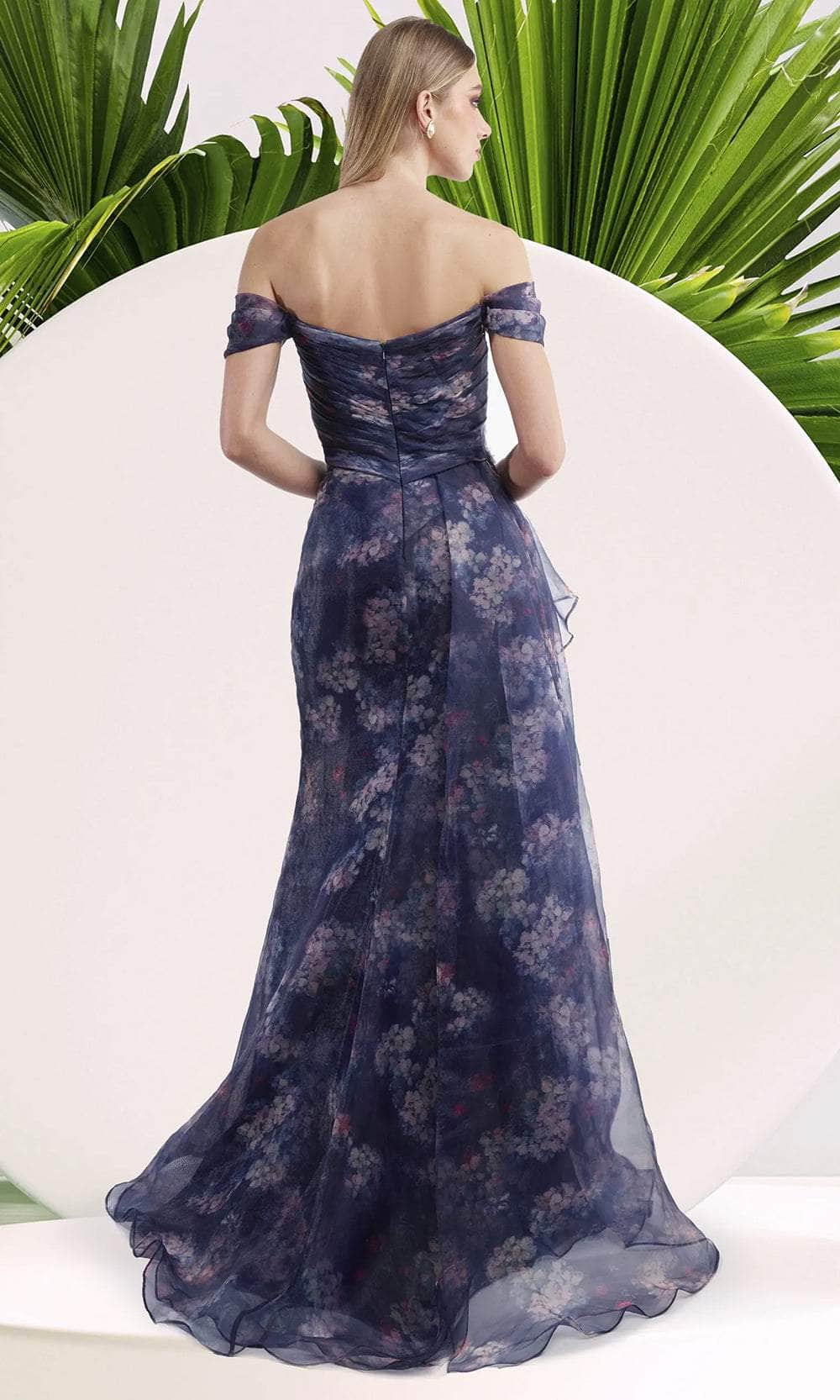 Janique W3017 - Ruffle Drape Floral Long Dress Prom Dresses