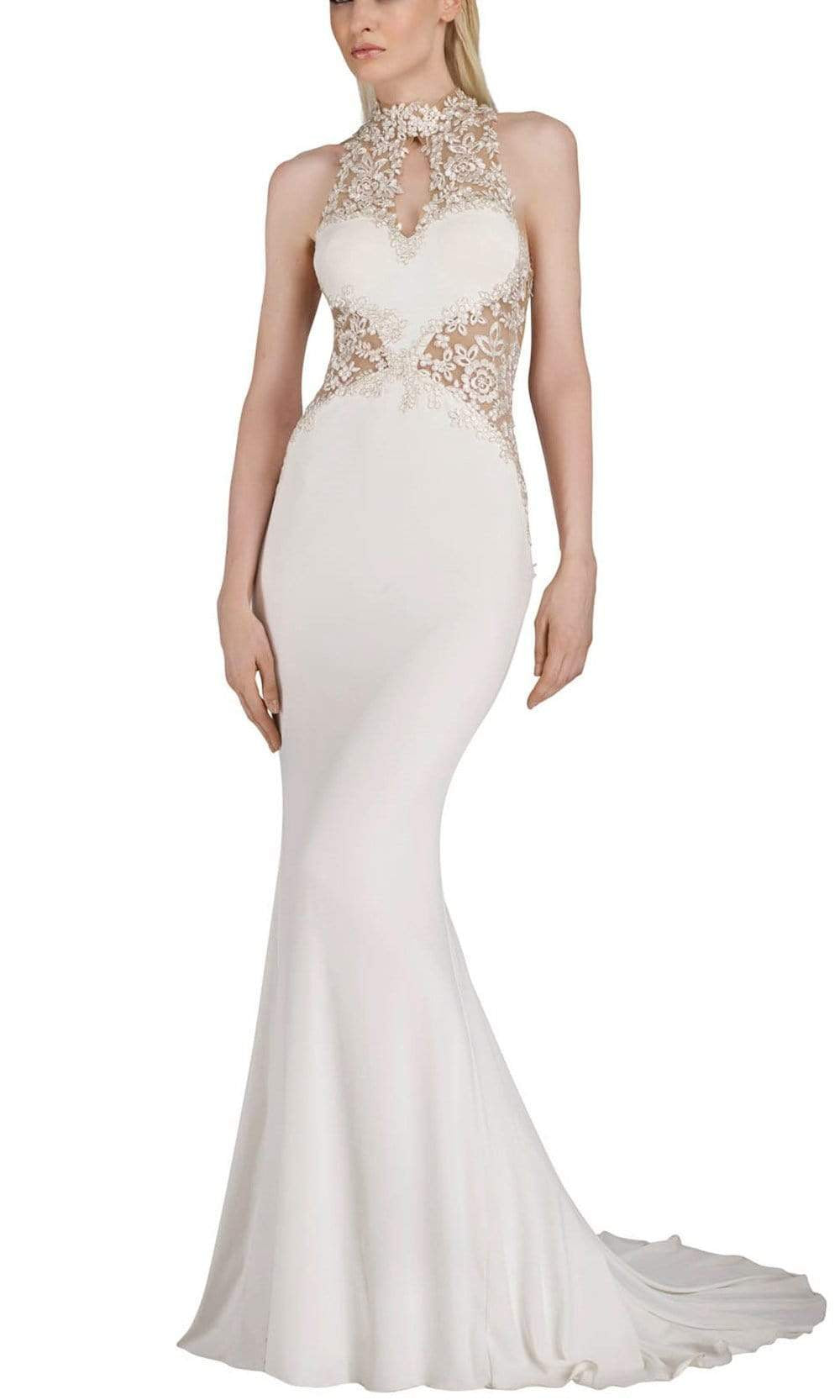 Janique - W974 Jersey Gown in Ivory Special Occasion Dress 0 / Ivory