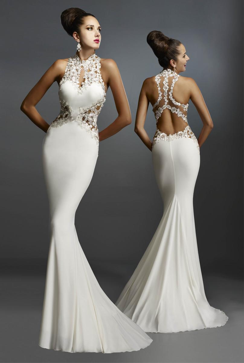 Janique - W974 Jersey Gown in Ivory Special Occasion Dress