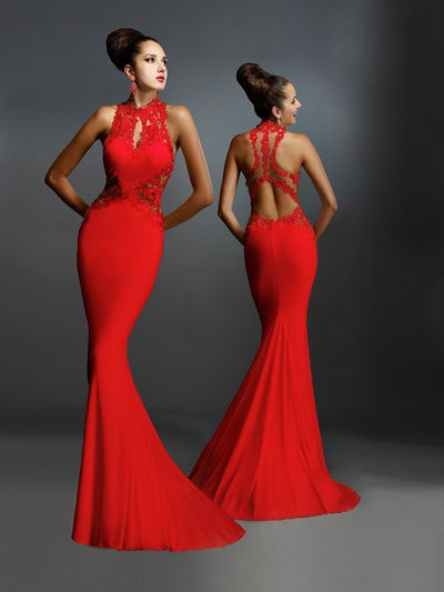 Janique - W974 Jersey Gown In Red