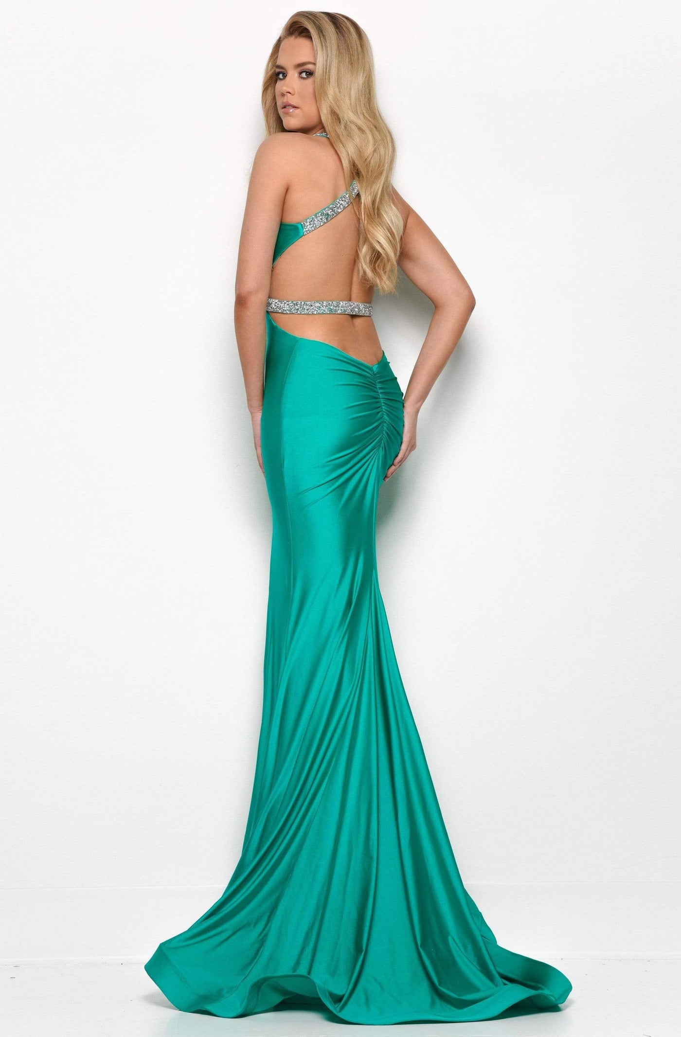 Jasz Couture - 7014 Sleeveless V Neck Low Cut Open Back Mermaid Gown Prom Dresses