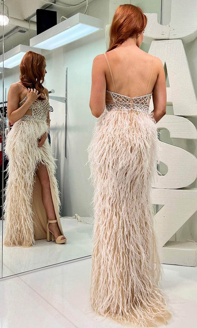 Jasz Couture 7402 - Feathered Skirt Prom Gown Special Occasion Dress