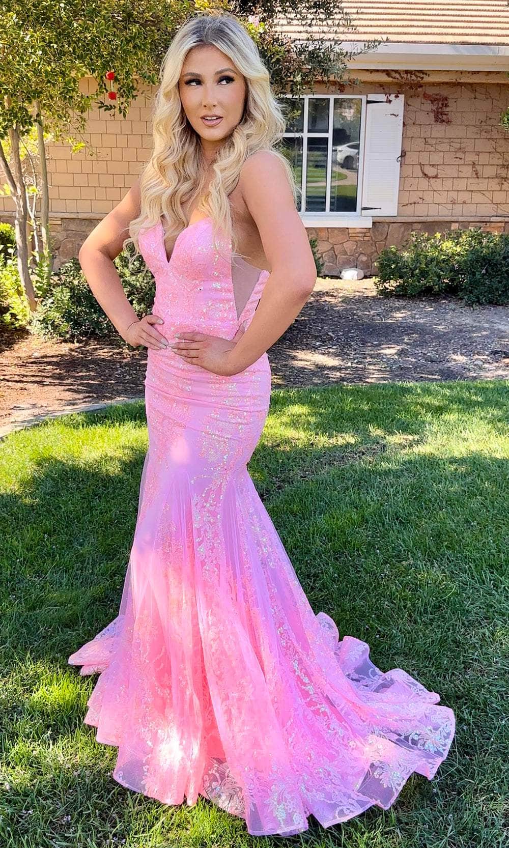 jasz couture pink flower dress Jasz Couture 7566