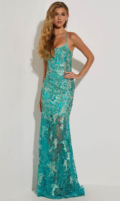 Jasz Couture 7408 - Sequin Embellished Sleeveless Dress Special Occasion Dress 000 / Jade