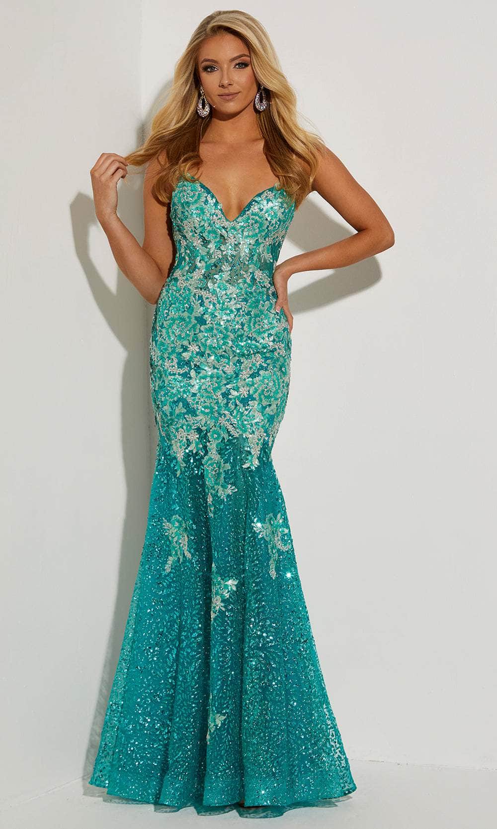 Jasz Couture 7420 - Strapless Sequin Trumpet Dress Special Occasion Dress 000 / Jade