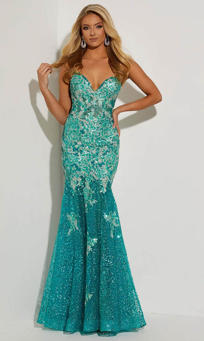 Jasz Couture 7420 - Strapless Sequin Trumpet Dress Special Occasion Dress 000 / Jade
