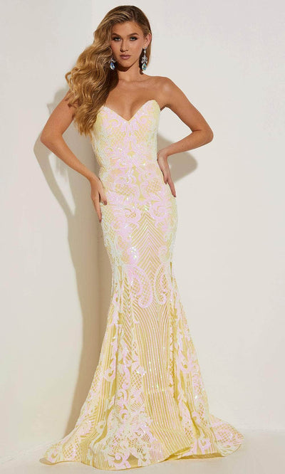 Jasz Couture 7430 - Strapless Sequin Dress Special Occasion Dress 000 / Yellow