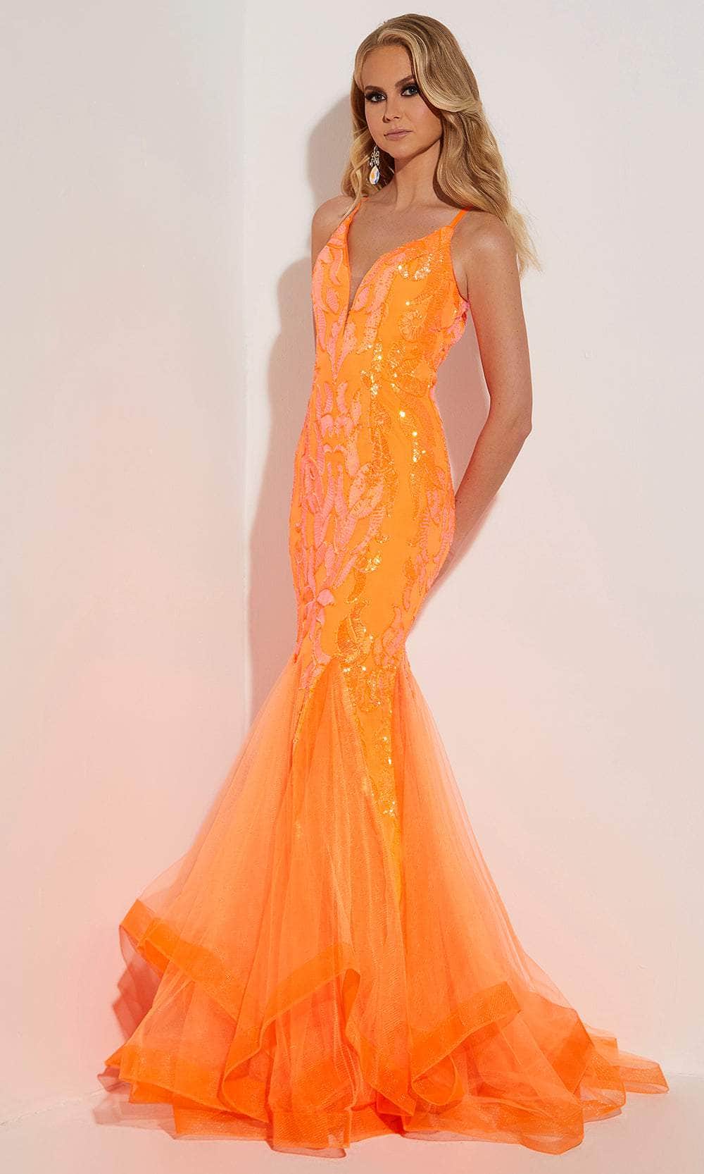 Jasz Couture 7443 - Sleeveless Mermaid Dress Special Occasion Dress 000 / Orange