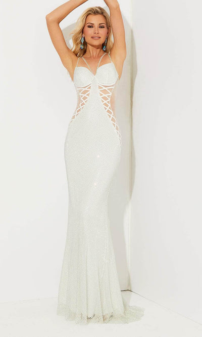 Jasz Couture 7513 - Lattice Illusion Prom Dress Special Occasion Dress 00 / White
