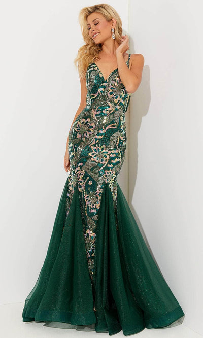 Jasz Couture 7515 - Sequin Trumpet Prom Dress Special Occasion Dress 00 / Emerald