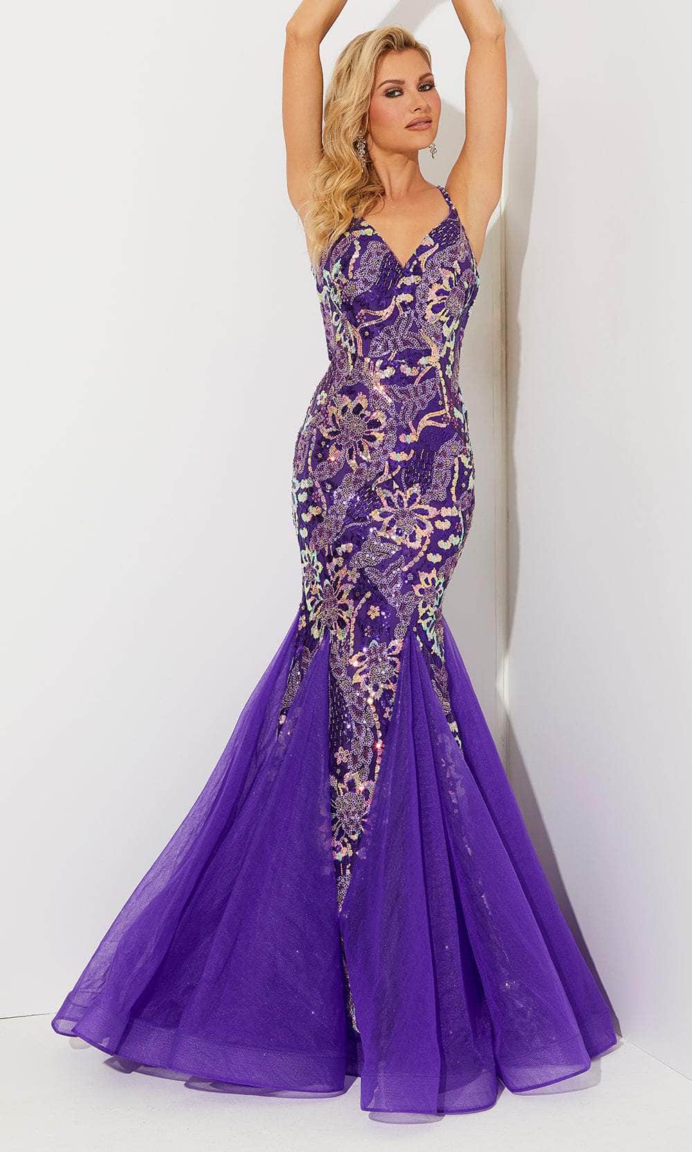 Jasz Couture 7515 - Sequin Trumpet Prom Dress Special Occasion Dress 00 / Purple