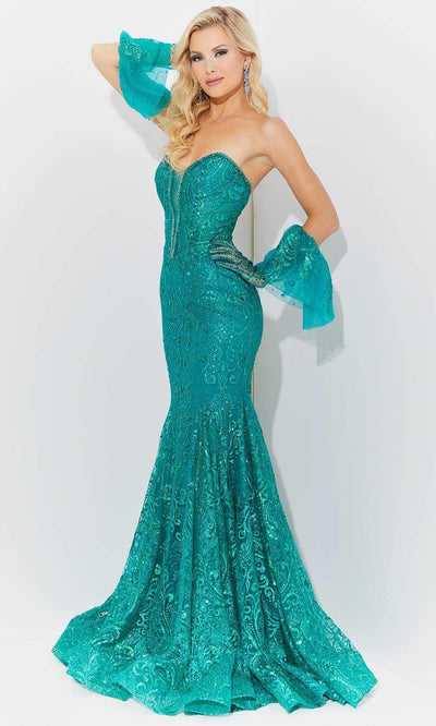 Jasz Couture 7521 - Sequin Motif Sweetheart Prom Dress Special Occasion Dress 00 / Emerald