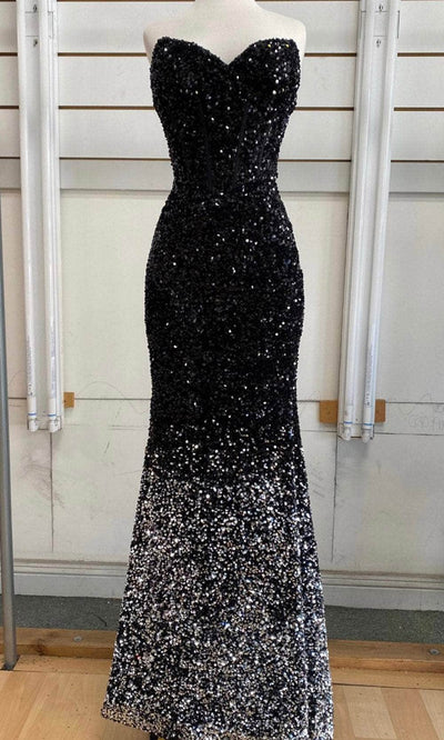 Jasz Couture 7533 - Sequin Bustier Prom Dress Special Occasion Dress 00 / Black / Silver