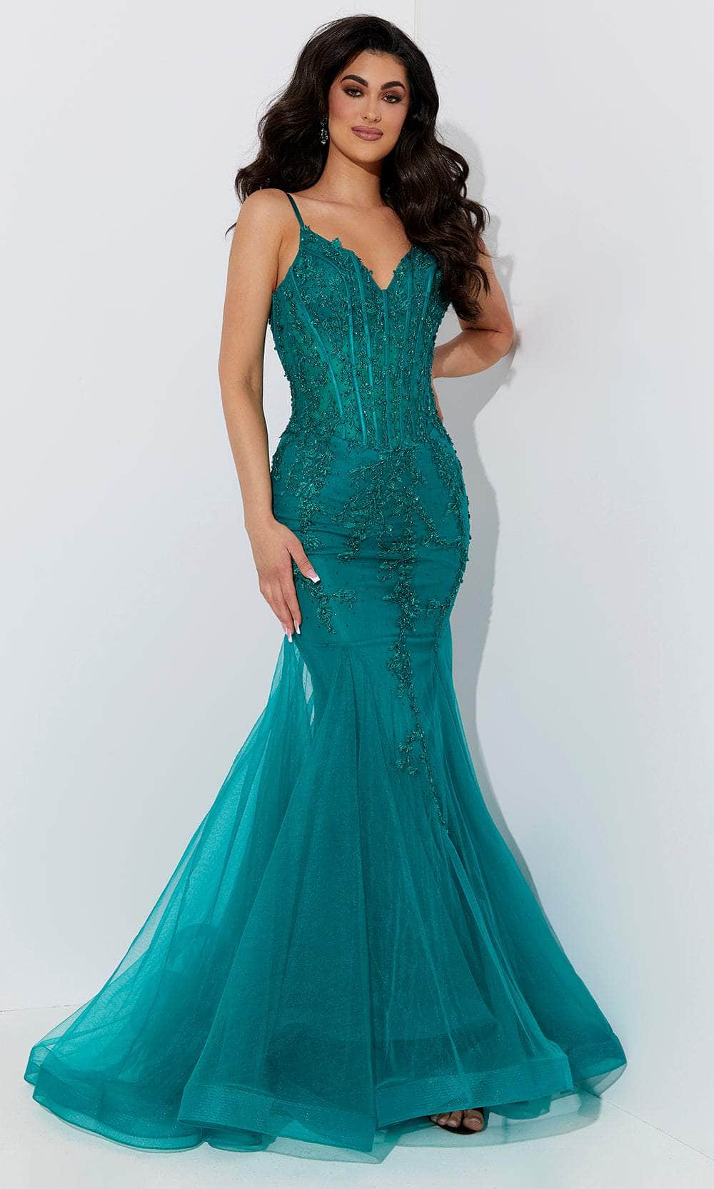 Jasz Couture 7539 - Embroidered Trumpet Prom Dress Special Occasion Dress 00 / Emerald