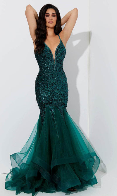 Jasz Couture 7544 - Sleeveless Trumpet Dress Special Occasion Dress 00 / Emerald